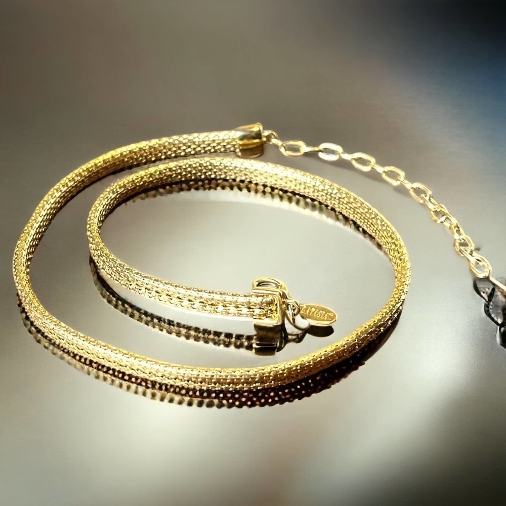 Latasia Gold Tone Mesh Signed Chain - 19”